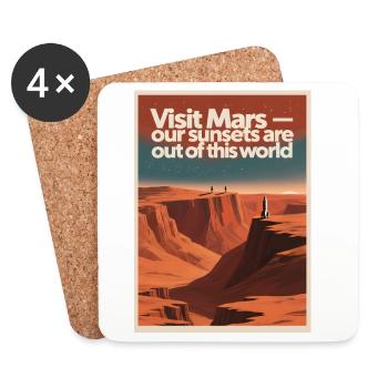 Visiting Mars | Retro Space Tour - Coasters (set of 4) - white - Front