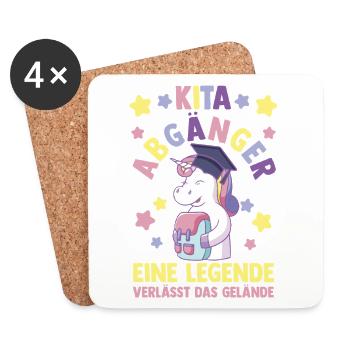 Kita Erste Klasse Einhorn Schüler Kindergarten - Untersetzer (4er-Set) - Weiß - Vorne