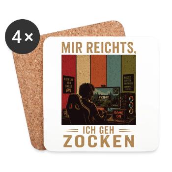 Mir reichts Ich geh zocken Retro Gamer Shirt - Untersetzer (4er-Set) - Weiß - Vorne