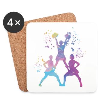 Cheerpom pom girls Mom Cheerleading - Dessous de verre (lot de 4) - blanc - Devant