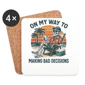 L’humour des fêtes en route vers de mauvaises décisions - Dessous de verre (lot de 4) - blanc - Devant