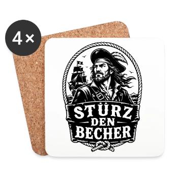Störtebekker Stürz den Becher Pirat Legende - Untersetzer (4er-Set) - Weiß - Vorne