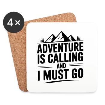 Adventure Is Calling and I Must Go - Coasters (set of 4) - white - Front