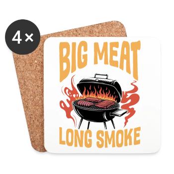 BBQ Grilling Meat Smoking Barbecue - Coasters (set of 4) - white - Front