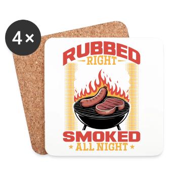 BBQ Grilling Meat Smoking Barbecue - Coasters (set of 4) - white - Front