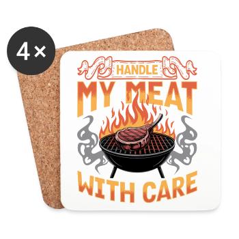 BBQ Grilling Meat Smoking Barbecue - Coasters (set of 4) - white - Front