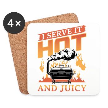 BBQ Grilling Meat Smoking Barbecue - Coasters (set of 4) - white - Front