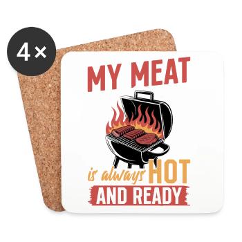 BBQ Grilling Meat Smoking Barbecue - Coasters (set of 4) - white - Front