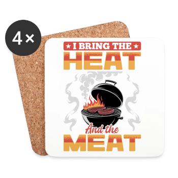 BBQ Grilling Meat Smoking Barbecue - Coasters (set of 4) - white - Front