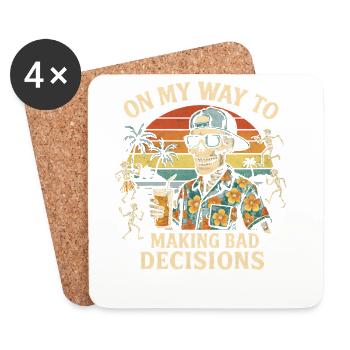 L’humour des fêtes en route vers de mauvaises décisions - Dessous de verre (lot de 4) - blanc - Devant