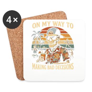 L’humour des fêtes en route vers de mauvaises décisions - Dessous de verre (lot de 4) - blanc - Devant