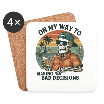 L’humour des fêtes en route vers de mauvaises décisions - Dessous de verre (lot de 4) - blanc - Devant