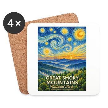 Great Smoky Mountains Poster Nationalpark - Untersetzer (4er-Set) - Weiß - Vorne