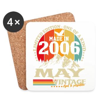 Cadeau d’anniversaire Vintage Born de mai 2006 - Dessous de verre (lot de 4) - blanc - Devant