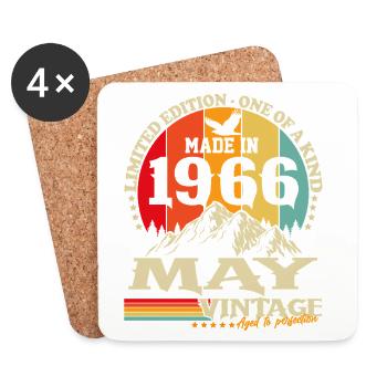 Cadeau d’anniversaire Vintage Born de mai 1966 - Dessous de verre (lot de 4) - blanc - Devant