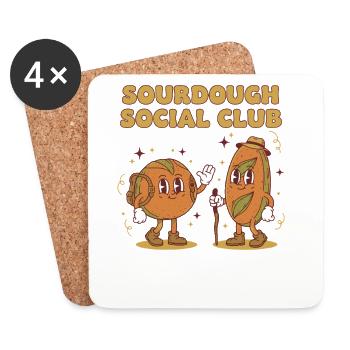 Sauerteig-Sozialclub-Brot Back-Sauerteig - Untersetzer (4er-Set) - Weiß - Vorne