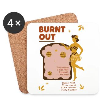 Sauerteigbrot-Backer ausgebrannter Sauerteig - Untersetzer (4er-Set) - Weiß - Vorne