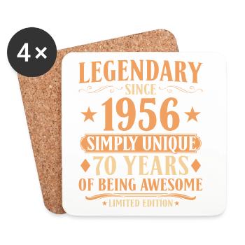 Legendary since 1956 - 70th Birthday Vintage - Coasters (set of 4) - white - Front