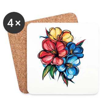 Explosion de l’hibiscus tropical - Dessous de verre (lot de 4) - blanc - Devant
