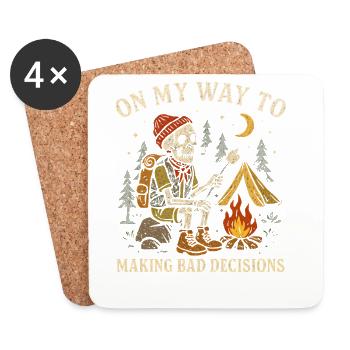 Camping Humor On My Way To Making Bad Decisions - Coasters (set of 4) - white - Front