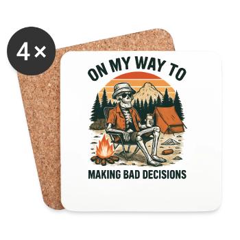 Camping Humor On My Way To Making Bad Decisions - Coasters (set of 4) - white - Front
