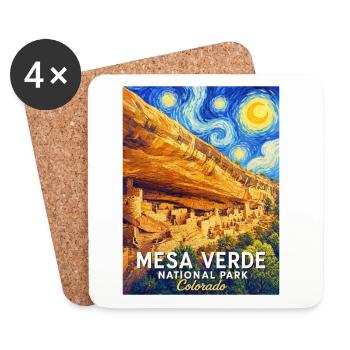Mesa Verde, Nuit étoilée Colorado - Dessous de verre (lot de 4) - blanc - Devant