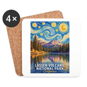 Lassen Vulkan-Nacht Poster California - Untersetzer (4er-Set) - Weiß - Vorne