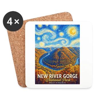 New River Gorge Landschaft National Park - Untersetzer (4er-Set) - Weiß - Vorne