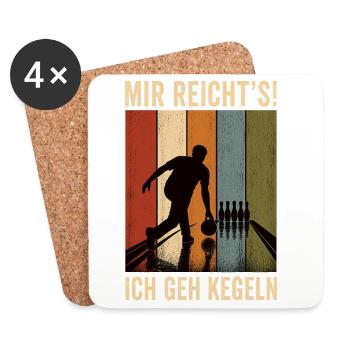 Mir reicht's Ich geh kegeln Retro Kegler Shirt - Untersetzer (4er-Set) - Weiß - Vorne