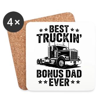 Meilleur papa routier Papa bonus - Dessous de verre (lot de 4) - blanc - Devant