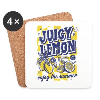 Juicy Lemon Summer Citrus Design - Coasters (set of 4) - white - Front