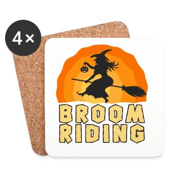 Broom Riding Witch – Halloween Witch Fun - Coasters (set of 4) - white - Front