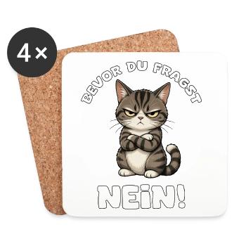 Bevor du fragst Katze - Untersetzer (4er-Set) - Weiß - Vorne