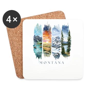 Voyage de vacances dans le Montana – Big Sky Country - Dessous de verre (lot de 4) - blanc - Devant