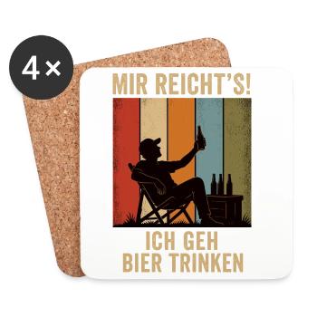 Mir reicht's Ich geh Bier trinken Retro Shirt - Untersetzer (4er-Set) - Weiß - Vorne