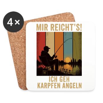 Mir reicht's Ich geh Karpfen angeln Retro Shirt - Untersetzer (4er-Set) - Weiß - Vorne