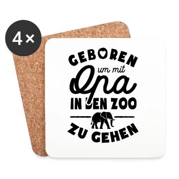 Geboren um mit Opa in den Zoo zu gehen - Untersetzer (4er-Set) - Weiß - Vorne