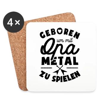 Geboren um mit Opa Metal zu spielen - Untersetzer (4er-Set) - Weiß - Vorne