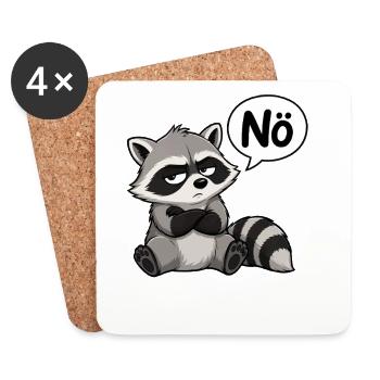 Störrischer Waschbär Nö-Sprechblase - Untersetzer (4er-Set) - Weiß - Vorne