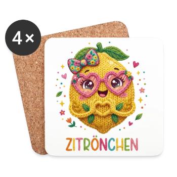 Zitrone Zitrönchen - Untersetzer (4er-Set) - Weiß - Vorne