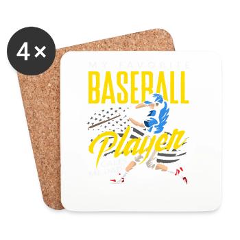 My favorite baseball player calls me daddy - Coasters (set of 4) - white - Front