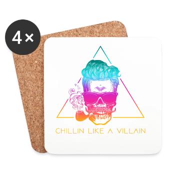 Skull with Sunglasses – Chillin Retro - Coasters (set of 4) - white - Front
