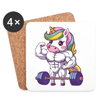 Strong licorn gym design fitness fitty - Dessous de verre (lot de 4) - blanc - Devant