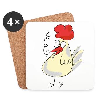 Huhn Raucher Zigarette Tabak rauchen Hühner - Untersetzer (4er-Set) - Weiß - Vorne