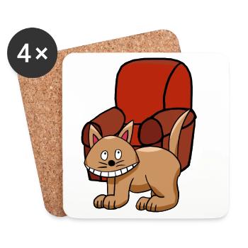 Animal de compagnie des enfants chats - Dessous de verre (lot de 4) - blanc - Devant