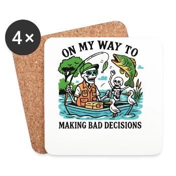 Humour de pêche en route vers de mauvaises décisions - Dessous de verre (lot de 4) - blanc - Devant