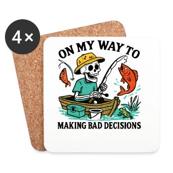 Humour de pêche en route vers de mauvaises décisions - Dessous de verre (lot de 4) - blanc - Devant