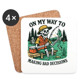 Humour de pêche en route vers de mauvaises décisions - Dessous de verre (lot de 4) - blanc - Devant