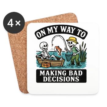 Humour de pêche en route vers de mauvaises décisions - Dessous de verre (lot de 4) - blanc - Devant
