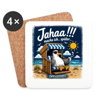  Jahaa mache ich später vielleicht Lustige Möwe im - Untersetzer (4er-Set) - Weiß - Vorne